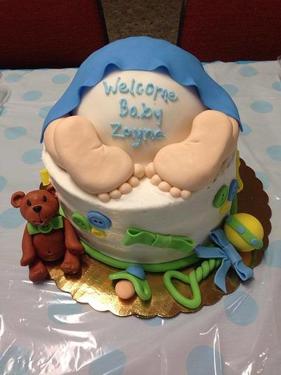 Bow Ties and Buttons Baby Bottom Baby Shower Cake - Cake by Jeana Byrd