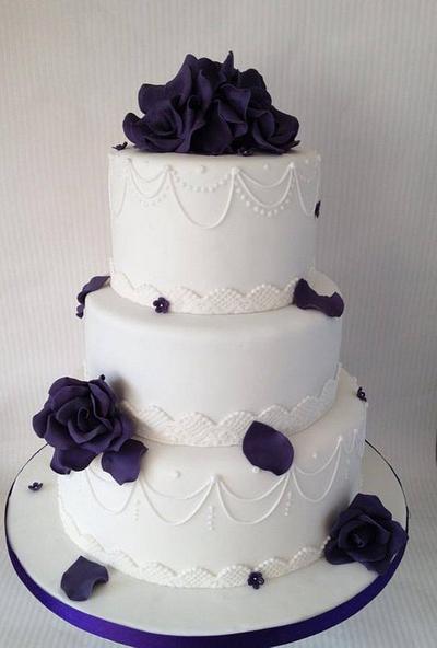 Purple roses with swags - Cake by Laura Woodall