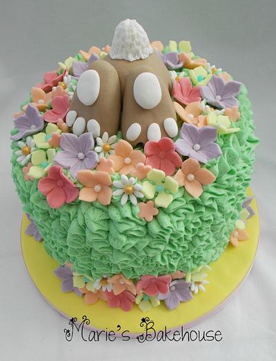 Messy buttercream ruffle Easter Bunny cake  - Cake by Marie's Bakehouse