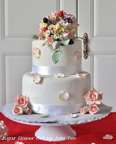 Wedding Cake & Sugar Flowers - Cake by SimplyScrumptious