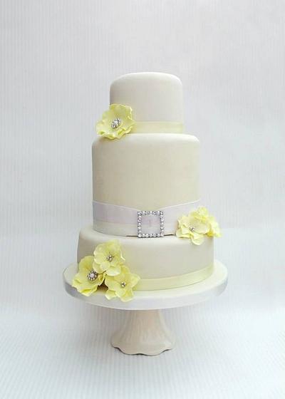 Yellow & a Ivory Wedding Cake Design - Cake by Swirlytop Cupcakes