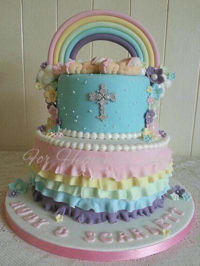 Pastel Rainbow and Ruffles for Twins - Cake by Bobbie-Anne Wright (For Heaven's Cake)