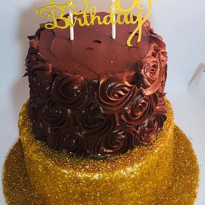 Gold Sugar and Rosette Cake - Cake by givethemcake