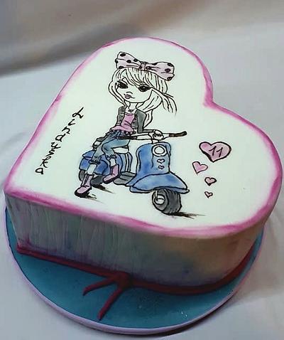  girl on mopede - Cake by Kaliss