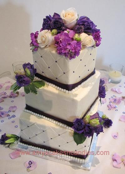Purpe & White Wedding Cake - Cake by Amy Filipoff