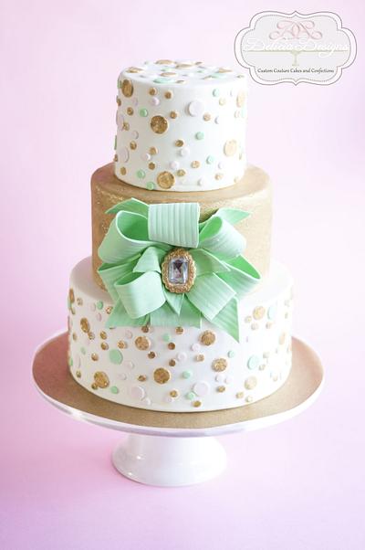 Mint, Pink & Gold Confetti - Cake by Delicia Designs