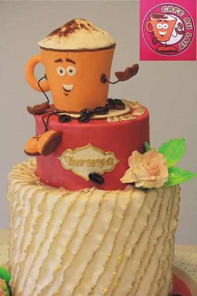 Coffee cup logo Bday cake - Cake by Bistra Dean 