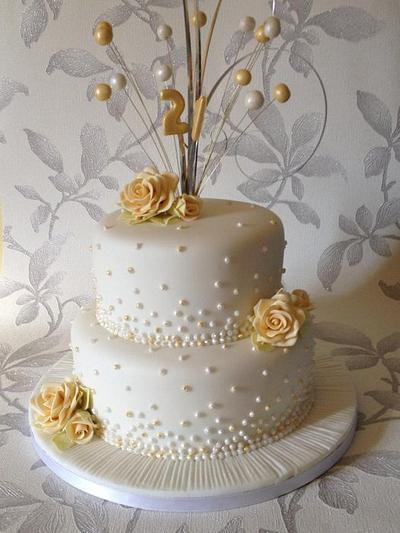Pearls and roses cake - Cake by Claire's Cakes and Bakes
