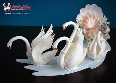 Sugar Swans and Seashell Carriage - Cake by Serdar Yener | Yeners Way - Cake Art Tutorials