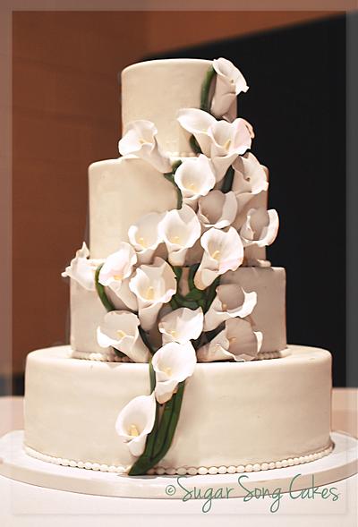 Calla Lily Cascade Wedding Cake  - Cake by lorieleann