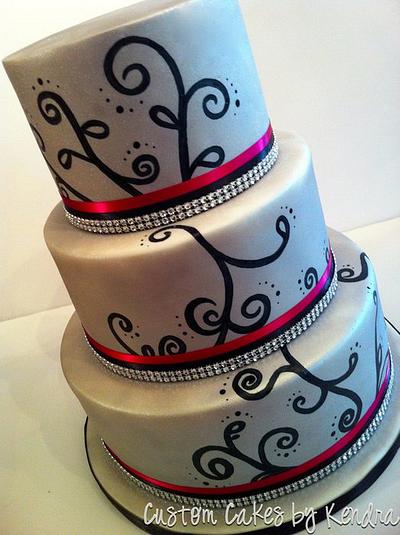 Fuchsia, Black and Silver - Cake by Kendra