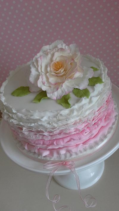 Ombre Ruffles and Peony - Cake by Pretty Amazing Cakes