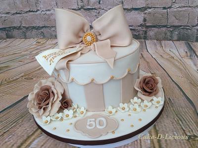 50th Gift Box Cake - Cake by Sweet Lakes Cakes