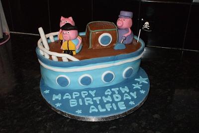 Peppa Pig, Grandads boat  - Cake by KerryCakes