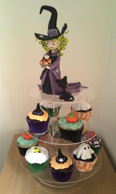 Halloween cupcakes and gum paste Witch - Cake by Fiona Williamson