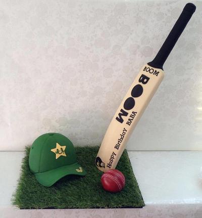  standup bat,Cricket theme cake - Cake by Cakes for mates