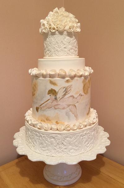 CPC 2nd Birthday Collaboration- Hand Painted Cherubs  - Cake by Shirley Jones 