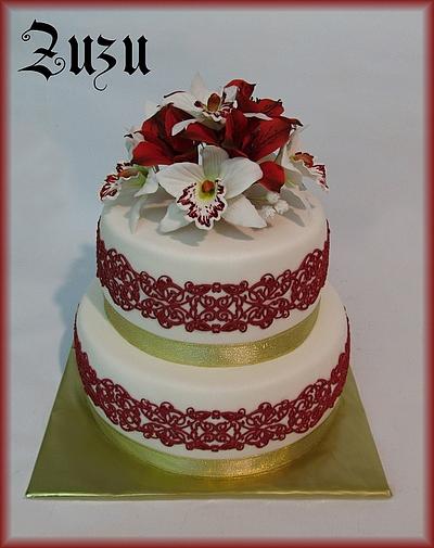 White Gold Red Cake - Cake by Zuzu