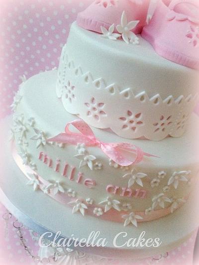 Baby Shoes - Christening Cake - Cake by Clairella Cakes 