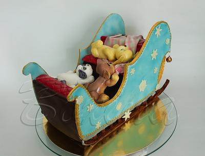 Christmas sleigh with dogs - Cake by boxina