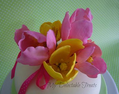 Sugar Tulips for Dita's 50th Birthday - Cake by Donna Dolendo