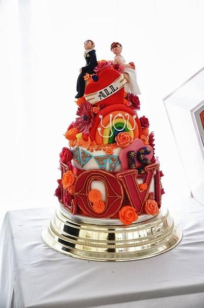 Love is all you need wedding cake - Cake by Sian