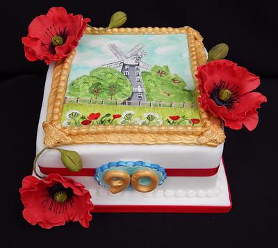 90th Hand Painted Alford Mill Cake - Cake by Elizabeth Miles Cake Design