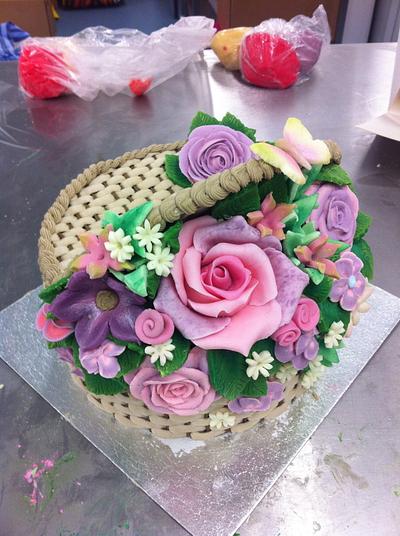 Mothers day, basket of flowers cake - Cake by Zoe's Fancy Cakes