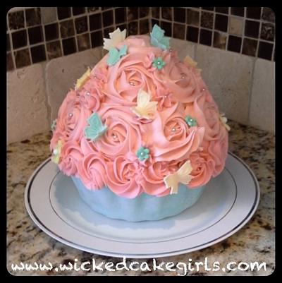 Pretty spring giant cupcake - Cake by Wicked Cake Girls