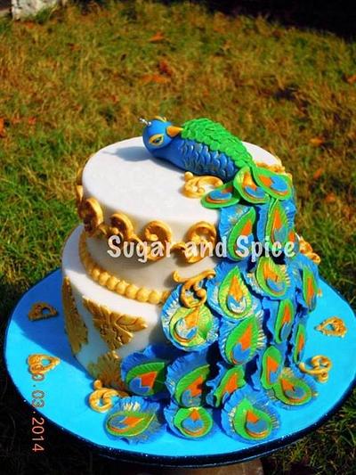 Peacock themed engagement cake - Cake by Sugar and Spice