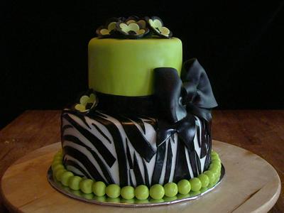 Green and Zebra Stripes - A winning combo! - Cake by Kristen Babcock