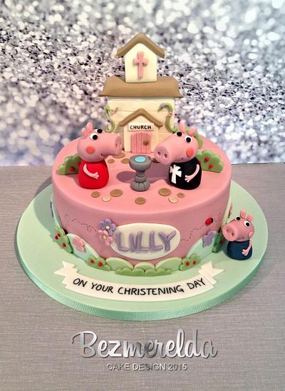 Peppa Pig Christening Cake - Cake by Bezmerelda