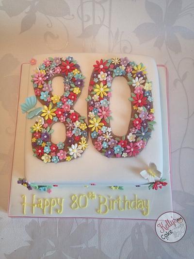 flowers 80th birthday - Cake by Kelly Hallett