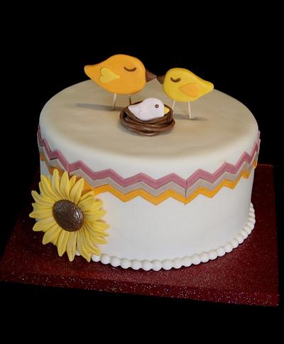Kissing Birds Chevron cake - Cake by Jewell Coleman