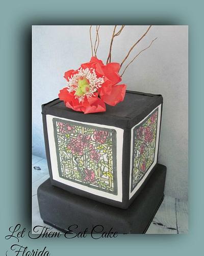 Stained Glass with wafer paper peony - Cake by Claire North