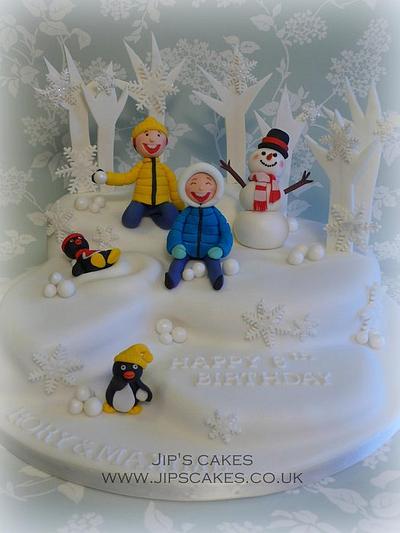 Winter Wonderland Birthday Cake.  - Cake by Jip's Cakes