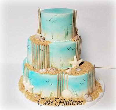 Hand Painted Beach Wedding Cake - Cake by Donna Tokazowski- Cake Hatteras, Martinsburg WV
