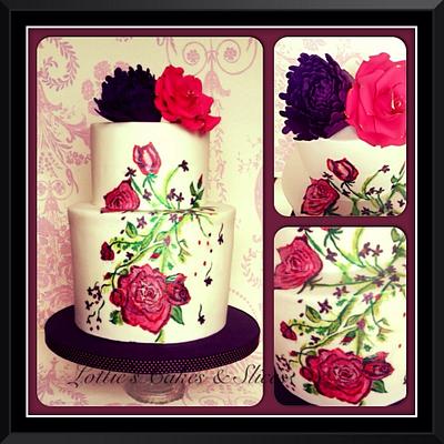 Handpainted Rose Bouquet - Cake by Lotties Cakes & Slices 