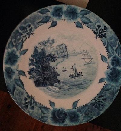Blue and White Porcelain Plates - Cake by Hong Guan