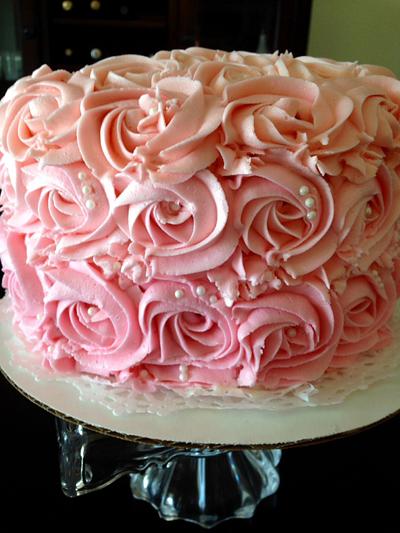Pink Rosette Ombre Cake - Cake by Sweet Confections by Karen