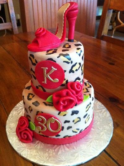 Leopard Print with Red High Heel - Cake by Kendra
