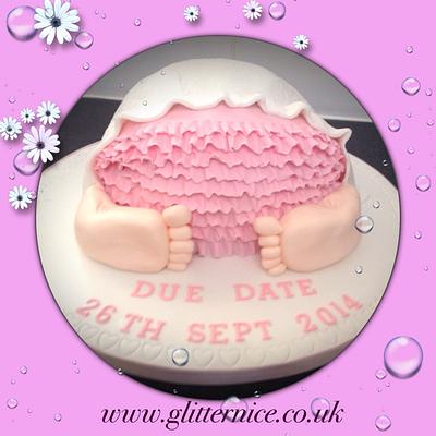 Pink baby shower ruffled baby bum - Cake by Alli Dockree