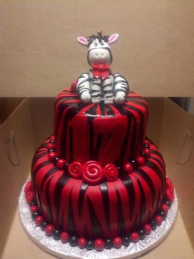Red and Black Zebra Cake - Cake by Debbie
