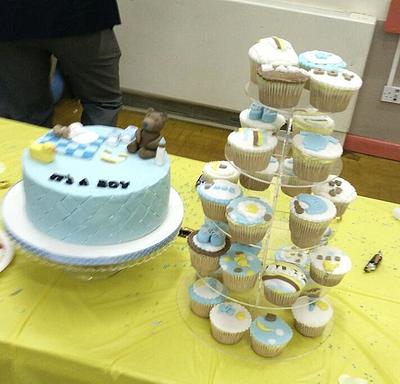 Baby shower cake and cupcakes - Cake by simmy05