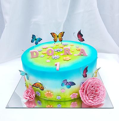 Butterflies & flowers colour splash - Cake by Tirki