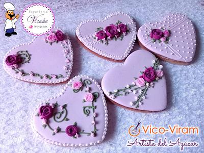 Set Wedding purpple hearts  - Cake by Vico Merino