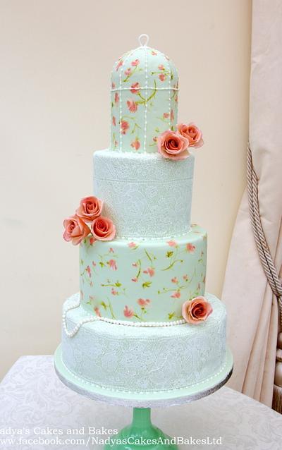 Painted birdcage and lace cake - Cake by Nadya