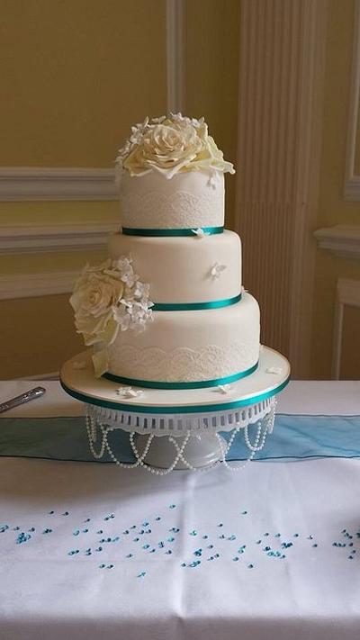 Vintage lace wedding cake - Cake by Kimberly Fletcher