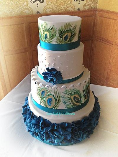 Peacock wedding cake. - Cake by Aoibheann Sims
