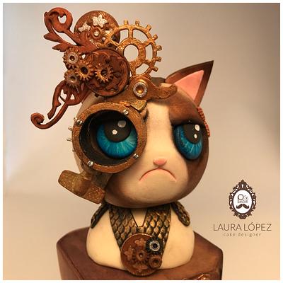 Grumpy cat by Steam Cakes - Steampunk Collaboration - Cake by Laura López by Sr. Pastel
